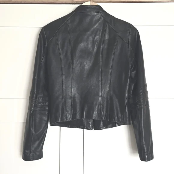 Cropped leather jacket - Picture 3 of 15